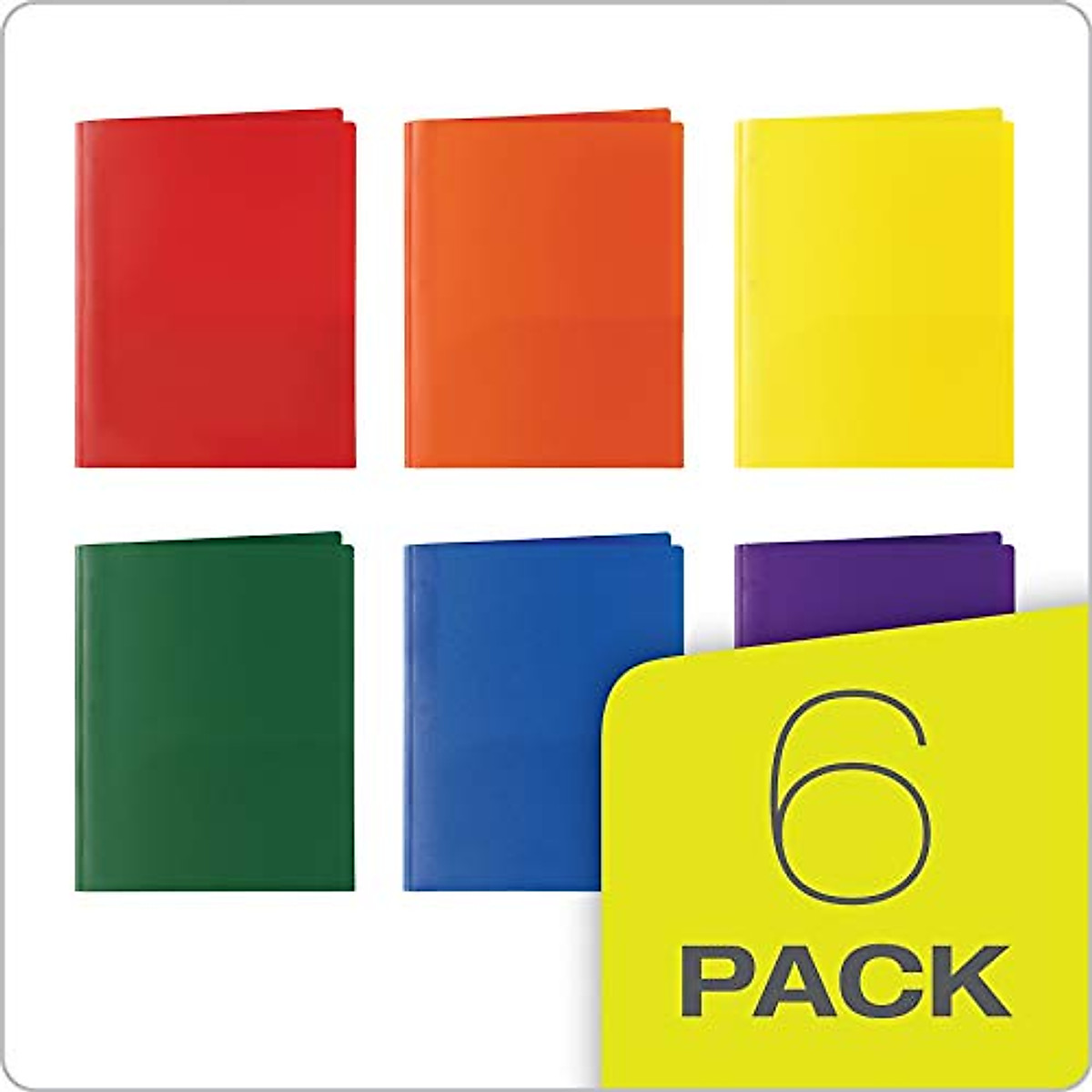 Oxford 6-Pack Plastic Pocket Folders in Bright Colors