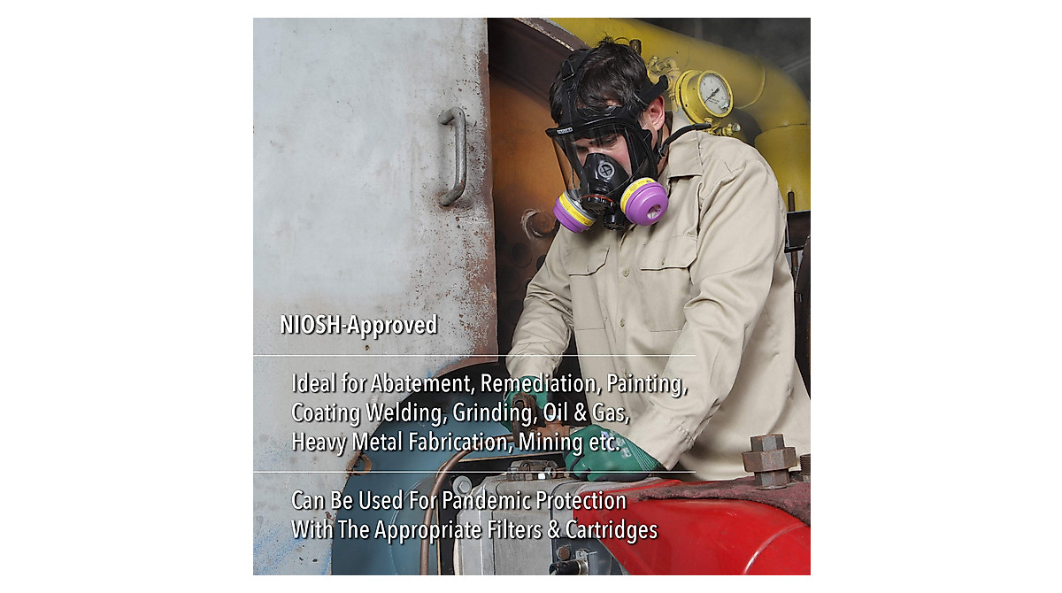 Honeywell North 7600 Series Full Facepiece Respirator – Medium/Large, Dual Cartridge, 200° Vision, Silicone Seal