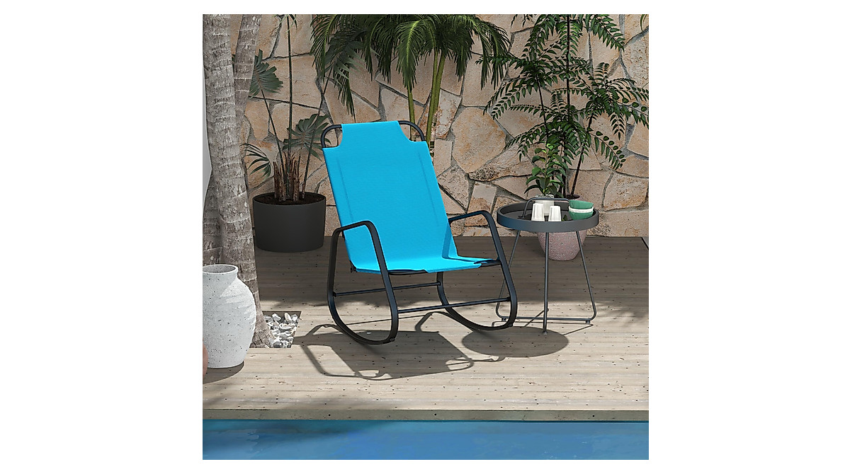 Outsunny Light Blue Rocking Chair for Indoor & Outdoor
