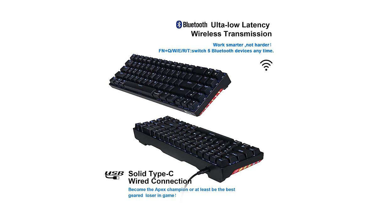 RK Royal Kludge RK71 Mechanical Keyboard 70% Compact Bluetooth Gaming ...