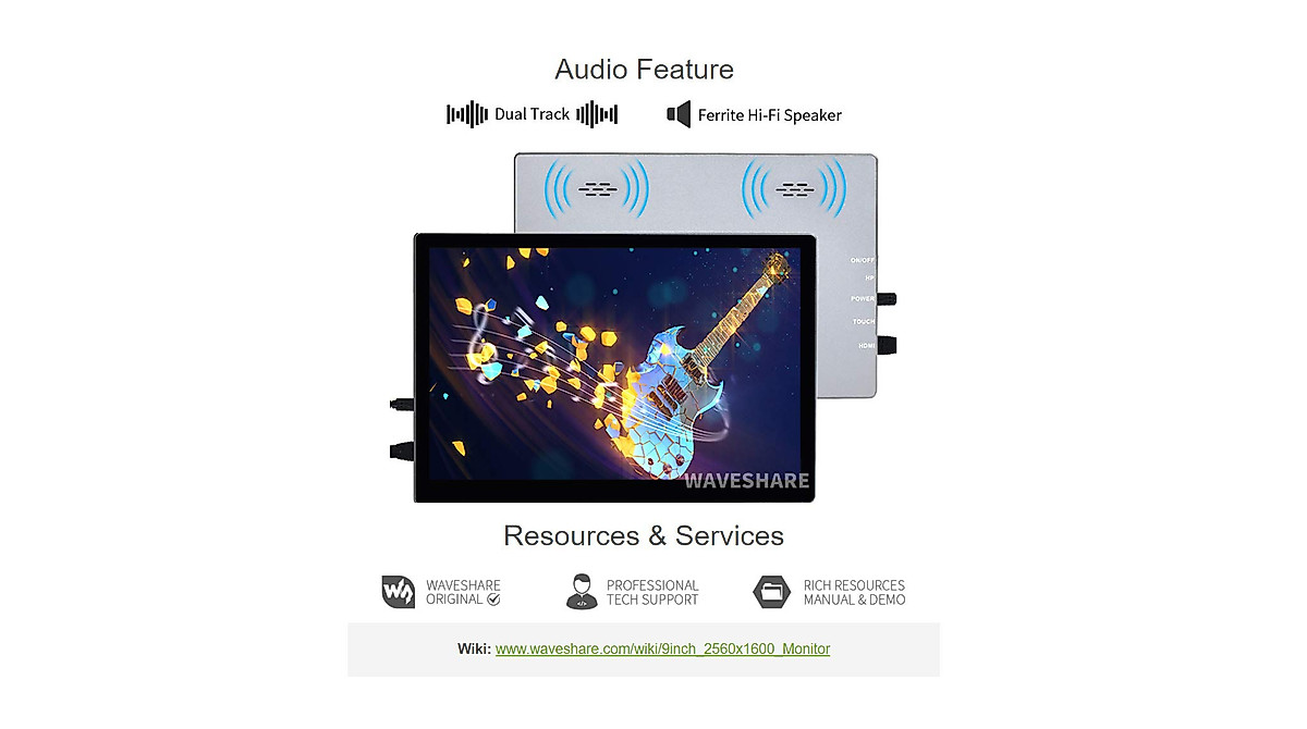 Waveshare 9-Inch 2K Touch Monitor for Raspberry Pi