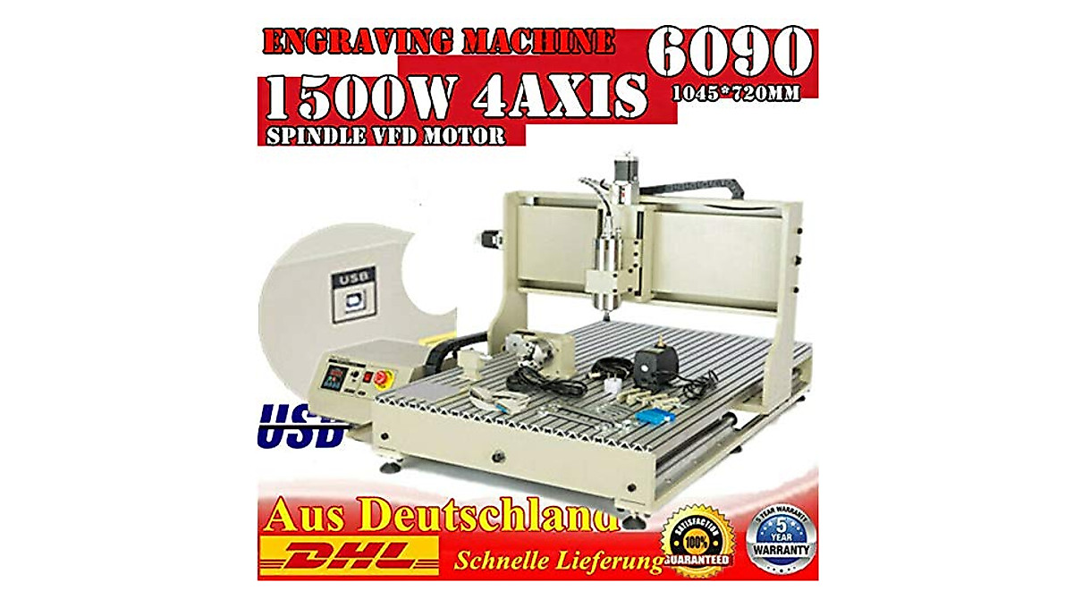 1500W USB 6090 4-Axis CNC Router Engraver for Precision Milling