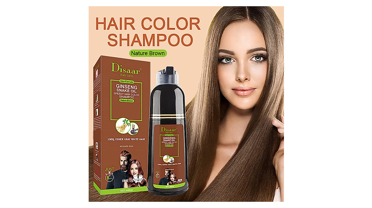 DISAAR Hair Color Shampoo 100% Gray Cover Natural Brown 400ml