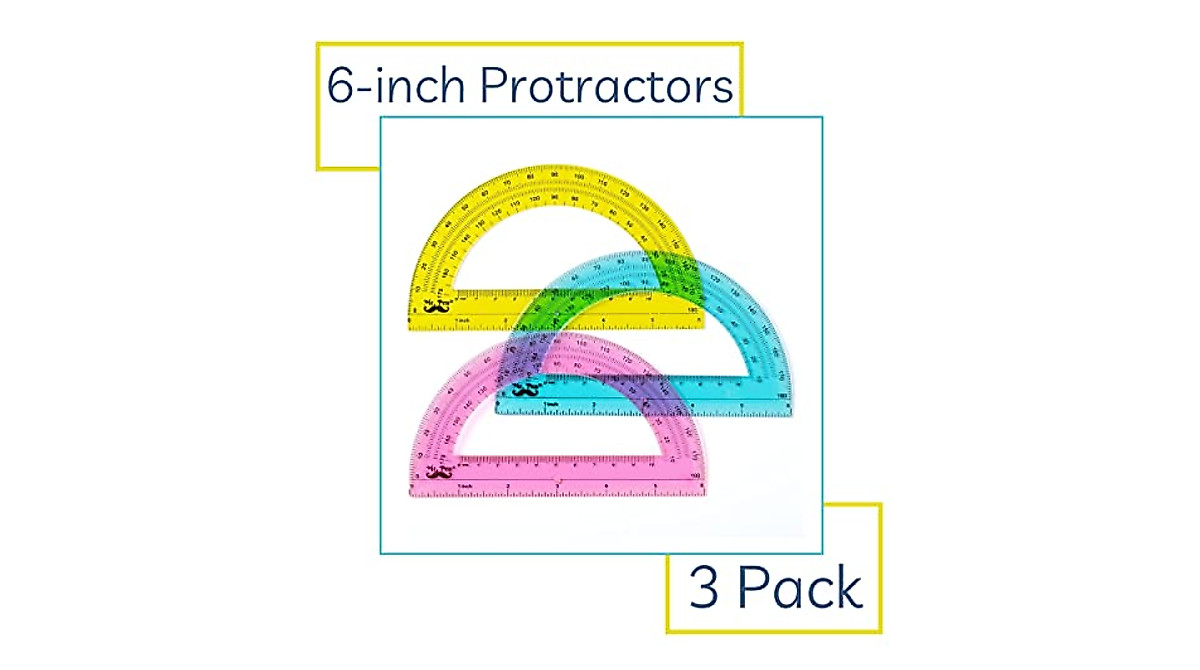 Mr. Pen Colorful Protractors - 3 Pack for Kids' Geometry