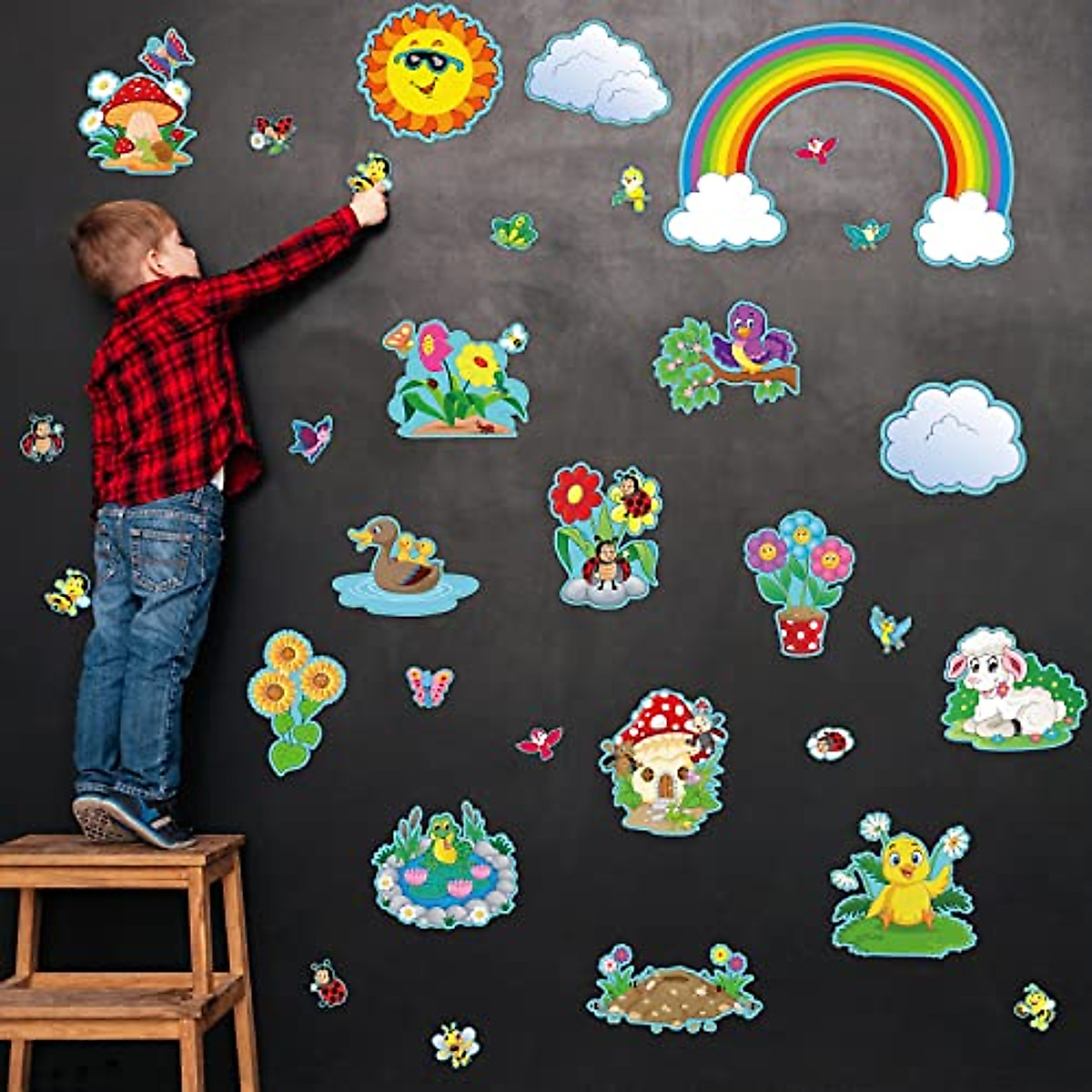 Spring Classroom Decorations Set - 52 Vibrant Spring & Summer Cutouts