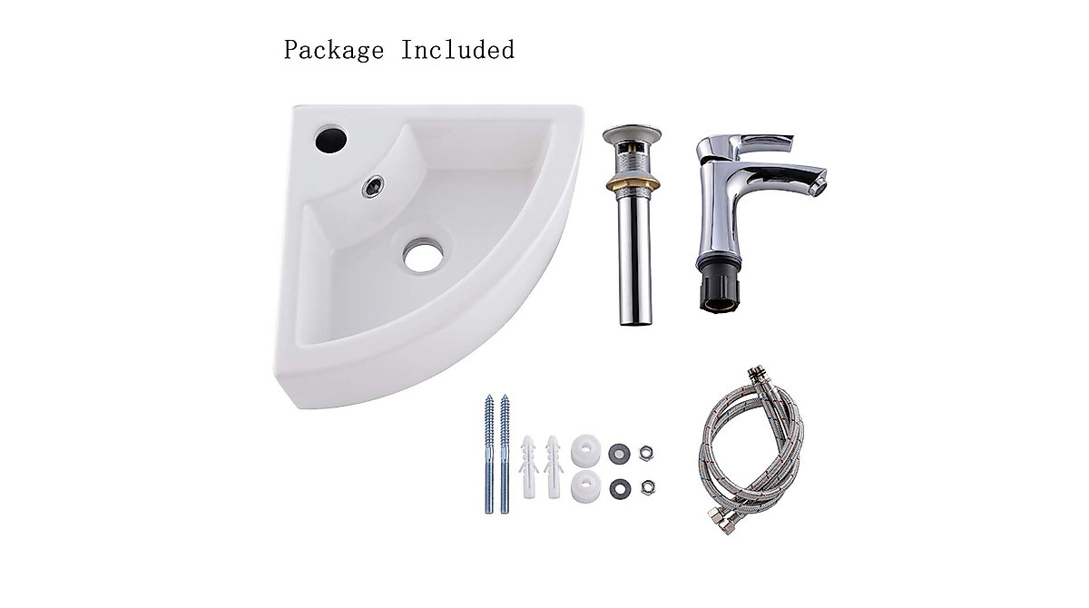 Wall Mount Corner Bathroom Sink & Faucet Combo