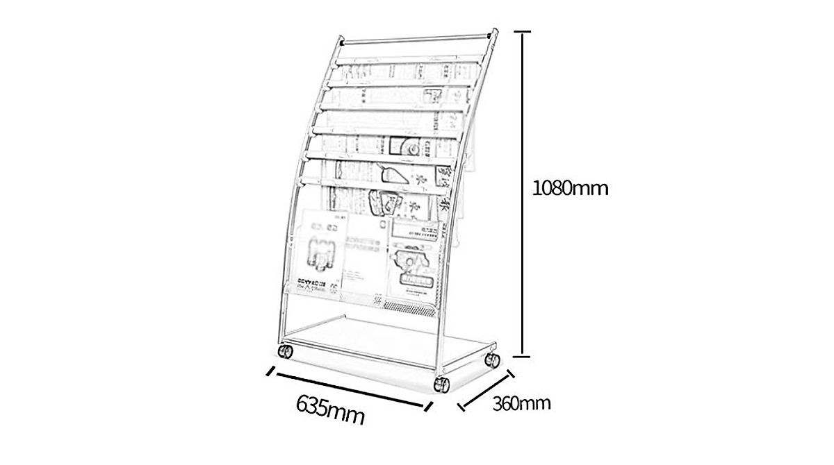 MUMUJIN Magazine Rack with Wheels - Mobile Steel Storage for Magazines ...