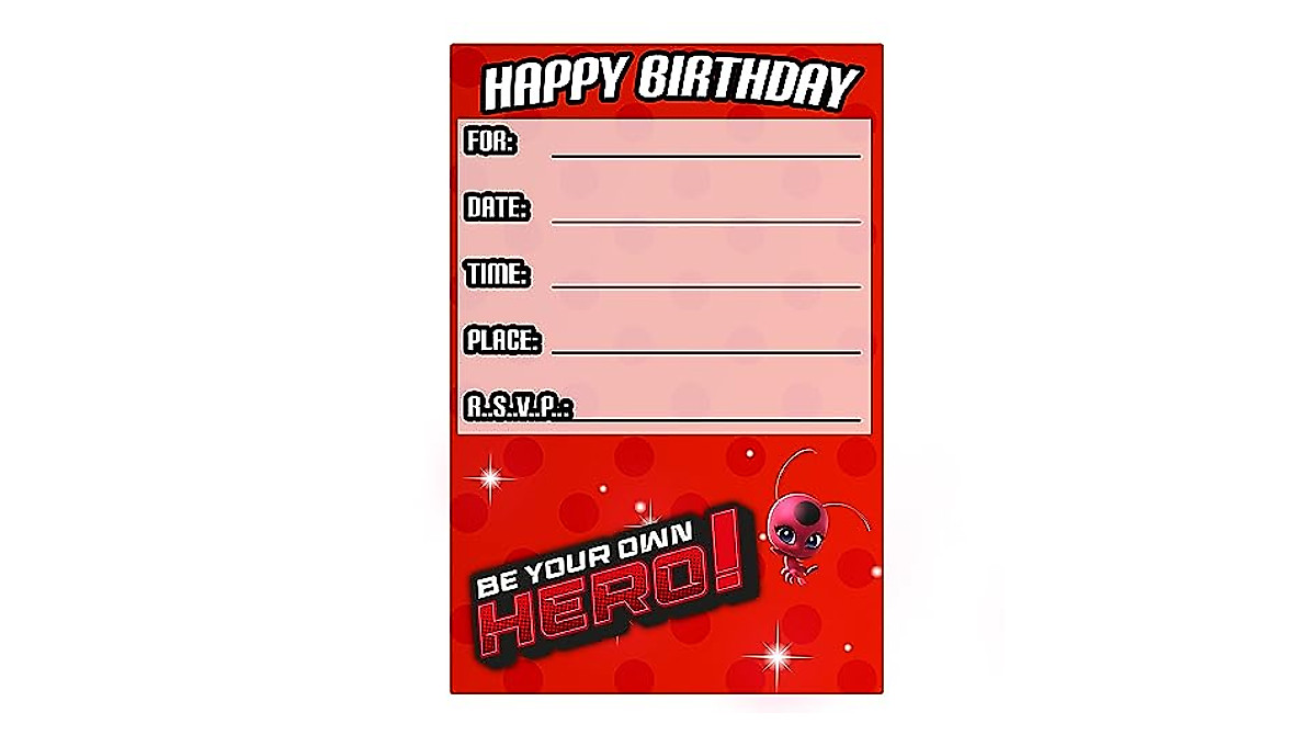 10 Miraculous LadyBug Invitation Cards for Your Event