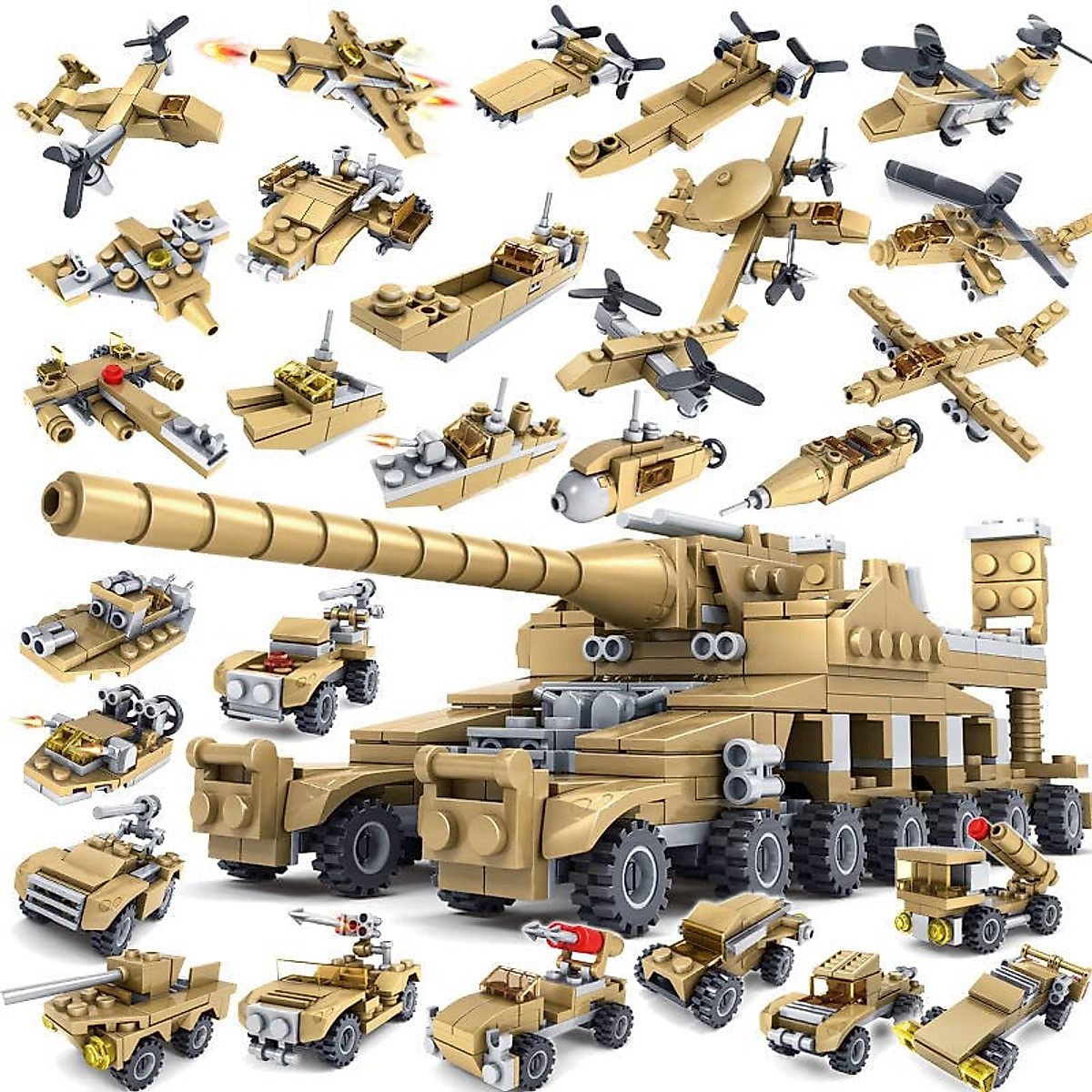 WW2 Mammoth Tank Building Set - 16 in 1 Creative Vehicle
