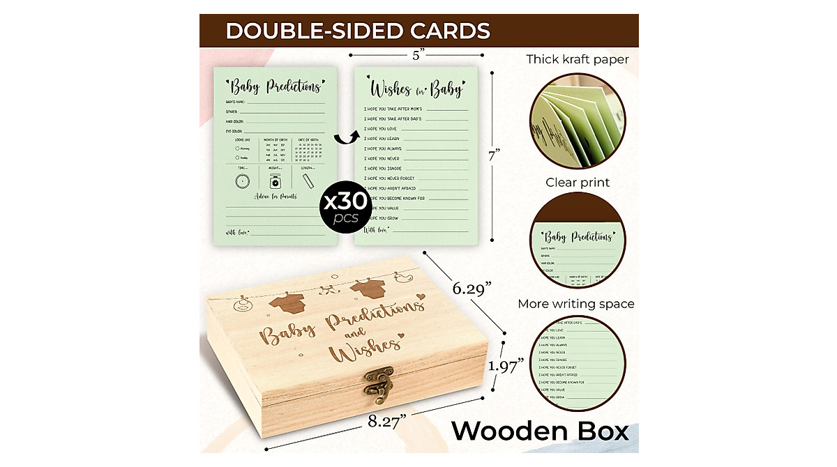 WOODAMORE Baby Prediction Cards for Fun Showers