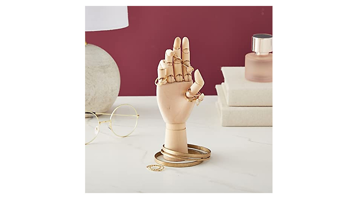Wooden Hand Model for Art & Jewelry Display | Posable 7-inch Hand