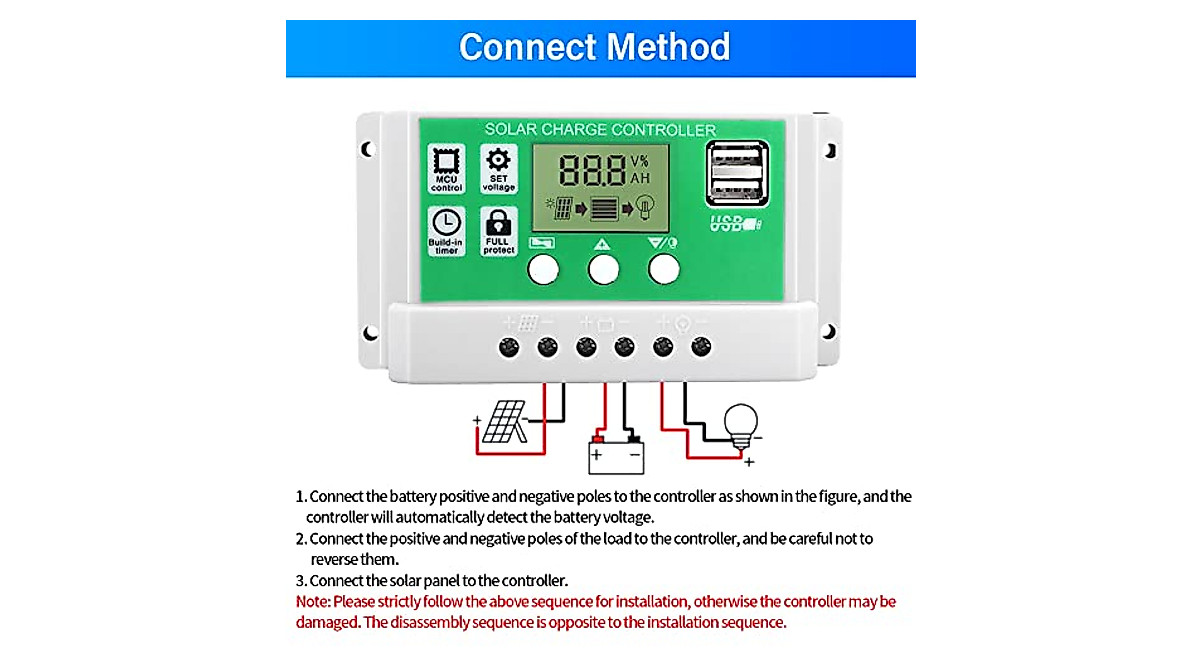 Cxztcl PWM Solar Charge Controller 10A Solar Panel Battery Controller ...