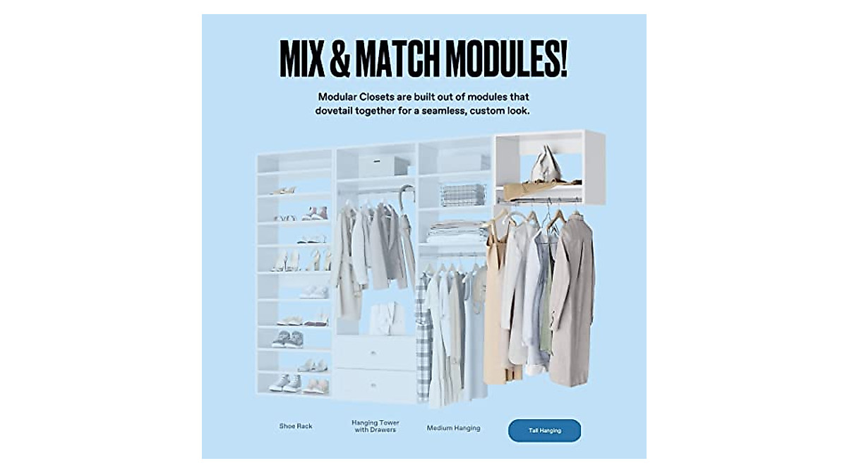 Tall Hanging Closet Unit - Modular Closet System for Long Garments