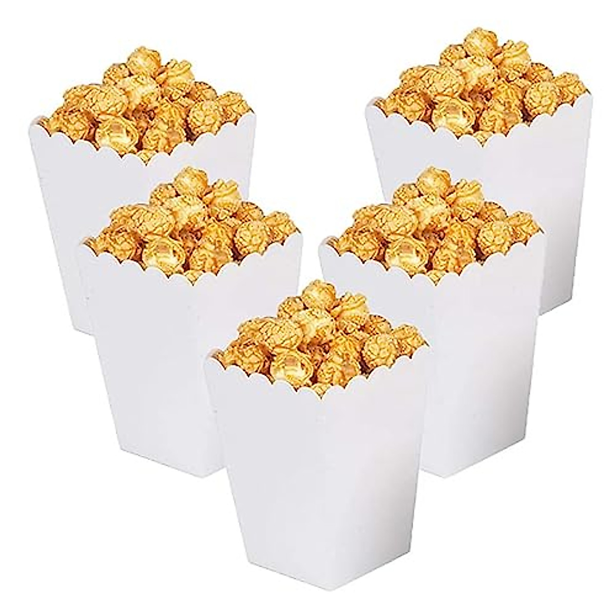 White Popcorn Boxes Mini Paper Popcorn Box Cardboard Popcorn Container For Party, Pack Of 24
