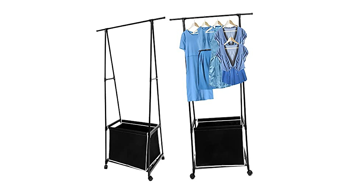 Durable WOONEKY Black Rolling Coat Rack for Any Space