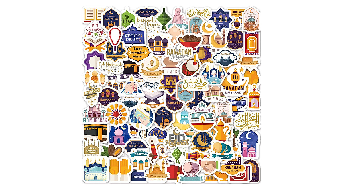 100 Pcs Ramadan & Eid Stickers for Home Décor
