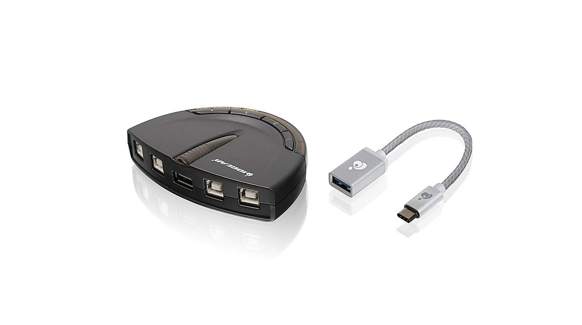 IOGEAR 4 Port USB 2.0 Switch - Auto & Manual Printer Sharing