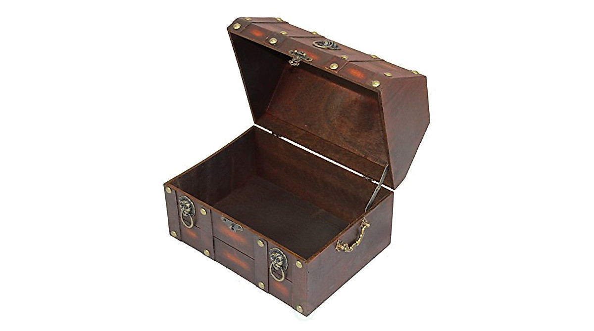 Antique Pirate Treasure Chest - Vintage Decorative Storage Box
