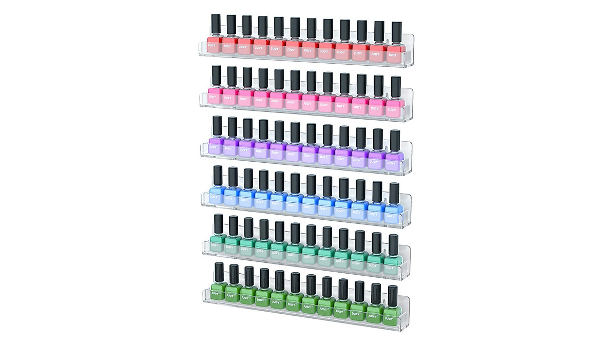 NIUBEE Acrylic Nail Polish Rack - 6 Tier Wall Mounted Shelf