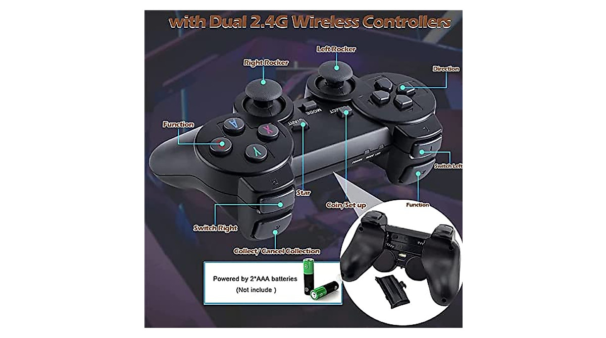 PANGEGE Game Stick 4K 64GB - 10,000 Retro Games & Wireless Controls