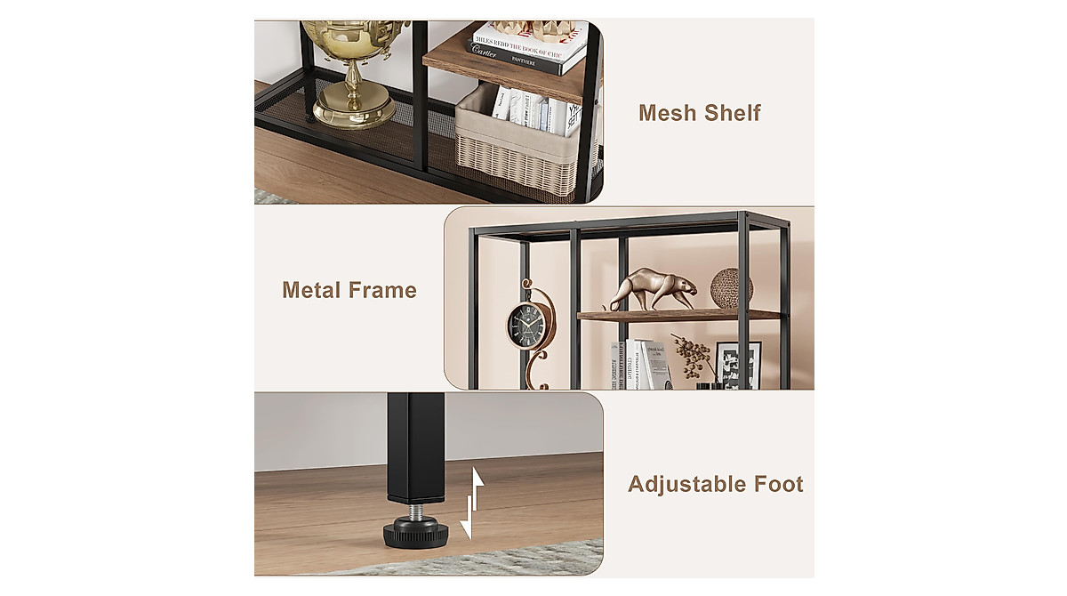 BOTLOG Tall Bookcase with Storage - Industrial 6-Tier Bookshelf