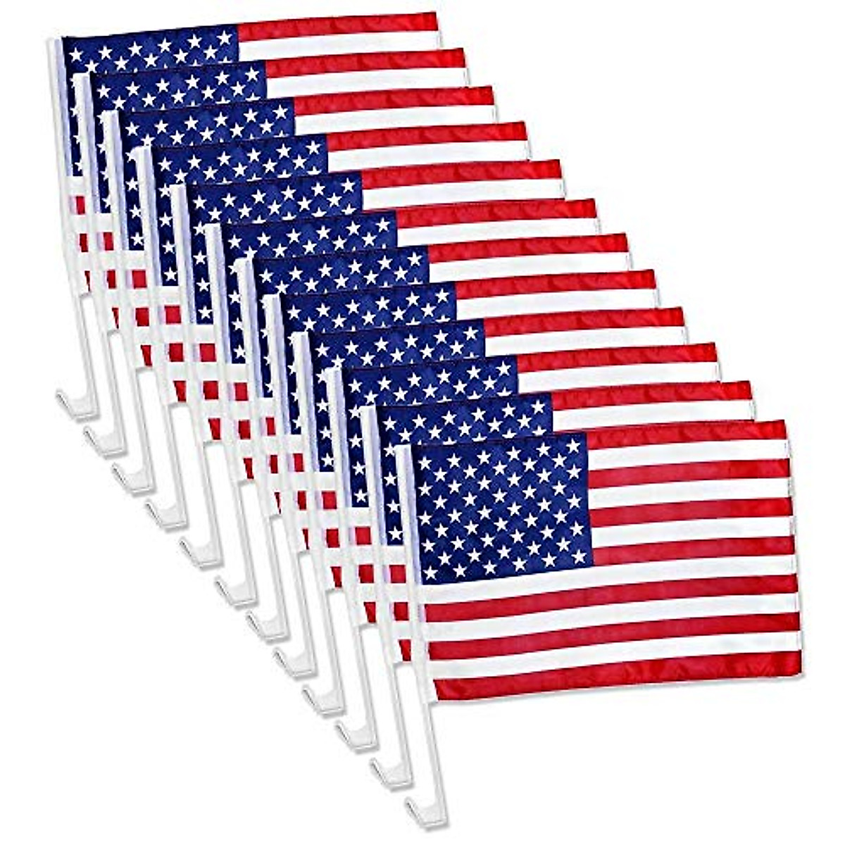 5-Pack Car Window Clip-On Flags 17x12 Inch - Red, White & Blue - Perfect For Car Dealerships, Parades, 4th Of July - Polyester Blend
