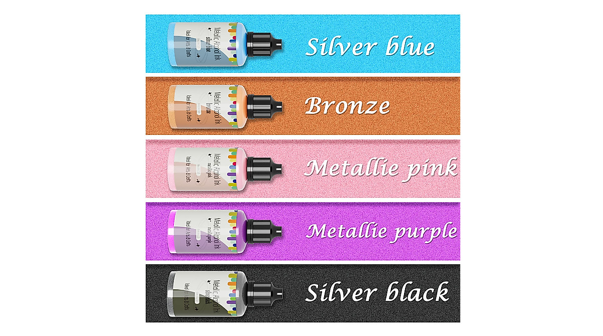 Metallic Alcohol Ink Set - 10 Rich Metal Colors for Resin & Crafts