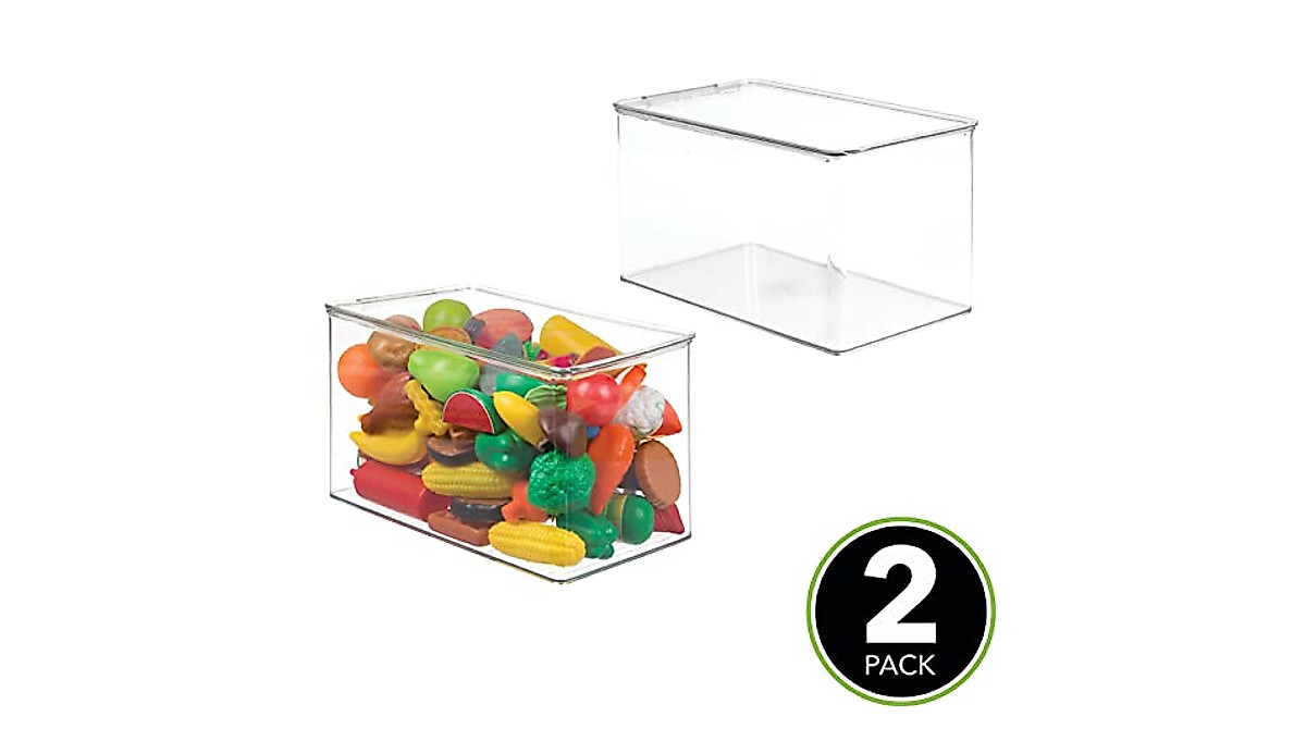 mDesign Clear Stackable Toy Storage Bins with Lids (2-Pack)