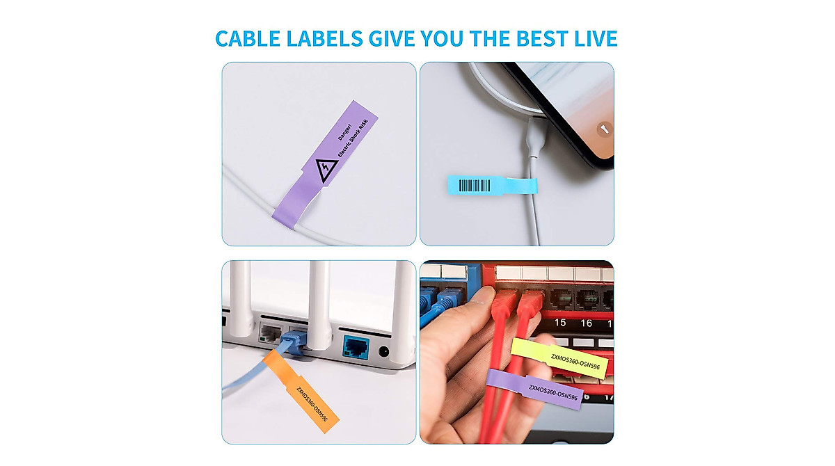 300 Color Cable Labels for Easy Cable Management | Water & Tear Resistant