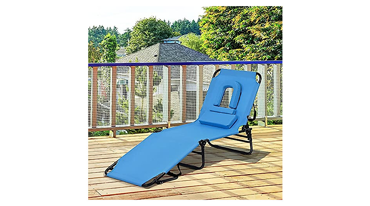 Goplus Folding Chaise Lounge Chair - Adjustable & Portable