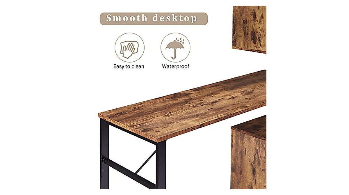 Stylish Merax Brown L Shaped Corner Desk - Multi-Functional