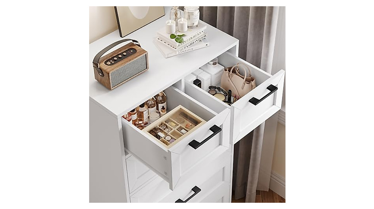 BOTLOG 6 Drawer White Dresser - Modern Storage Solution