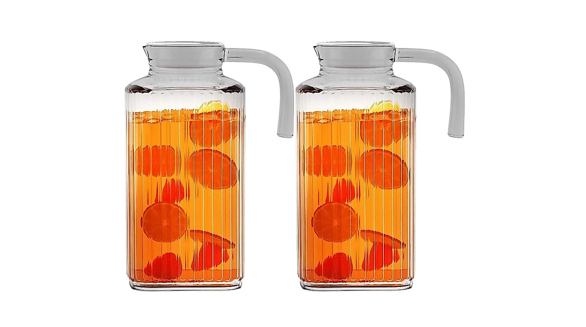 Fridge Pitcher Set of 2 - 60 OZ Glass - Practical Beverage Storage