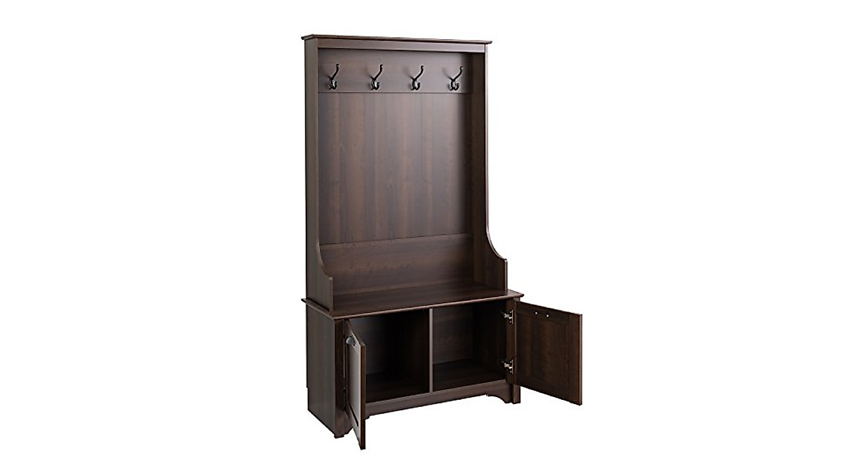 Stylish Prepac Wide Hall Tree with Shaker Doors