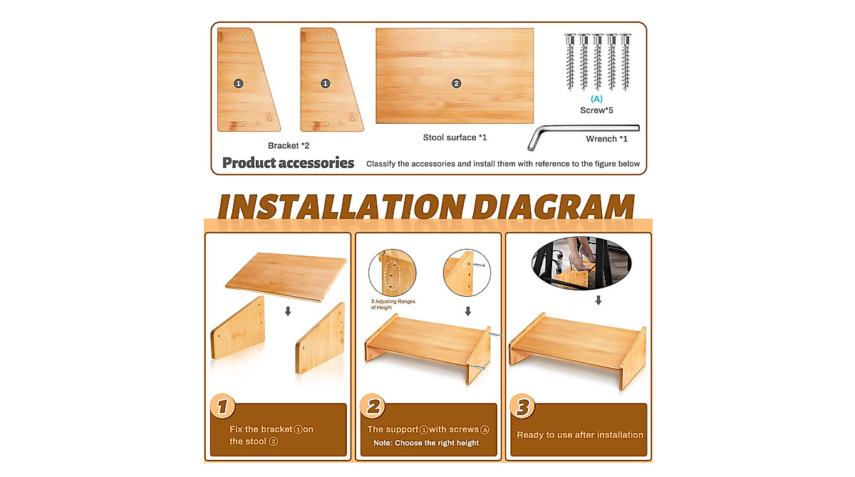 Adjustable Wooden Foot Rest for Comfortable Work