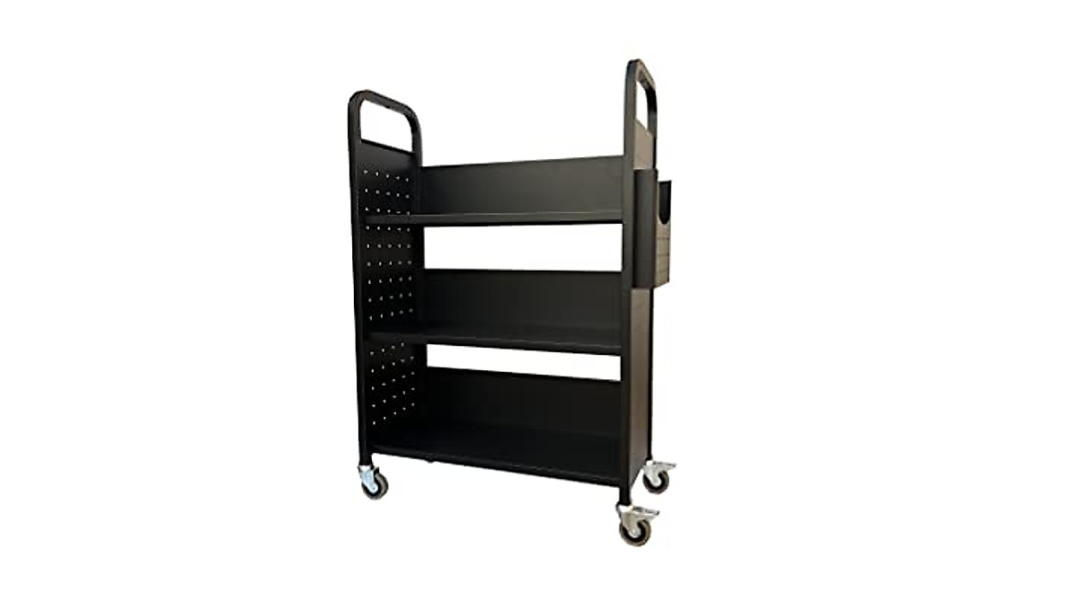 Workington Book Truck with 3 Flat Shelves & Casters