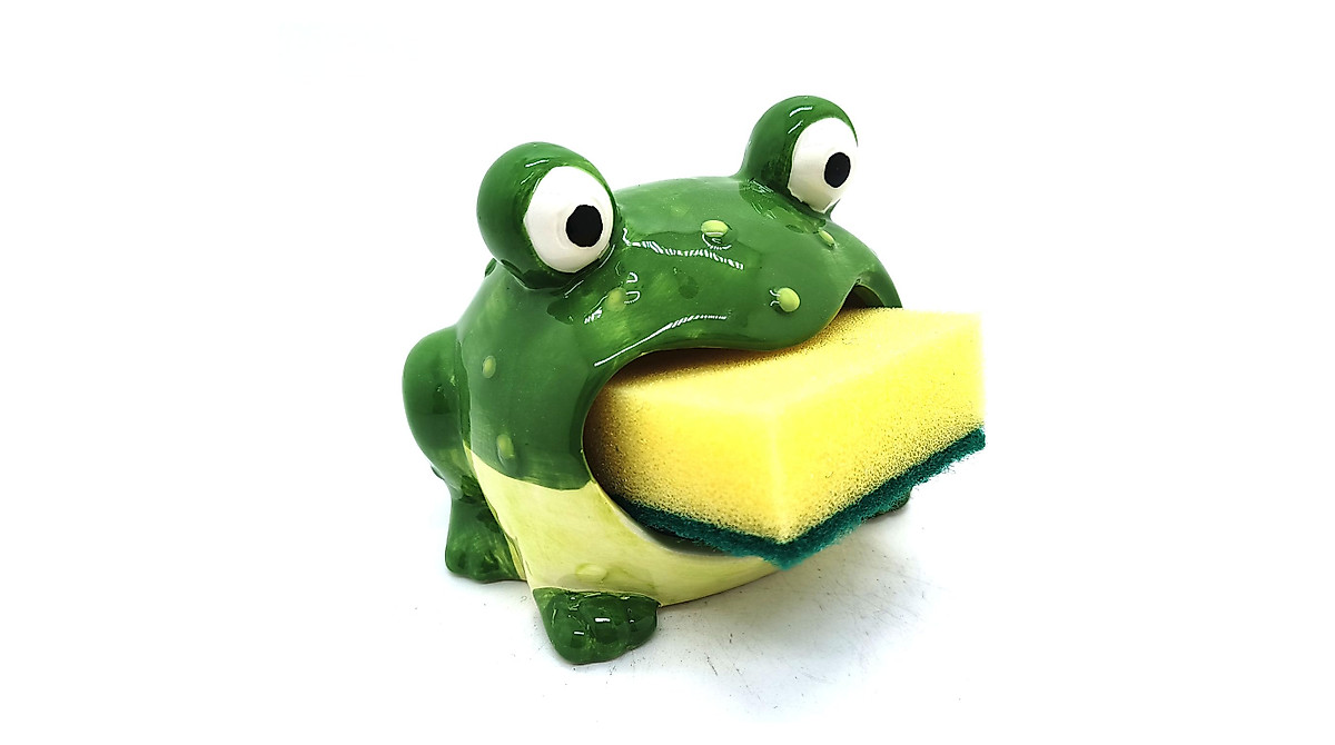 Cute Ceramic Frog Sponge Holder for Kitchen Sink