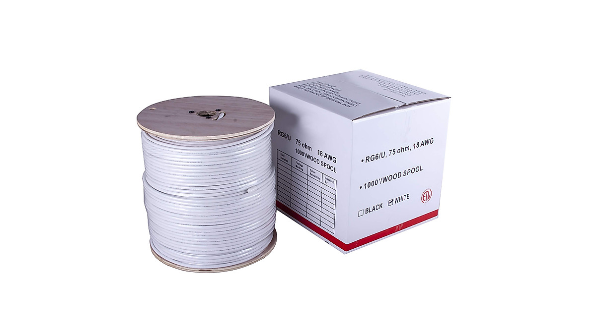 Five Star RG6 Shielded Coaxial Cable 1000 ft for TV, Internet & More
