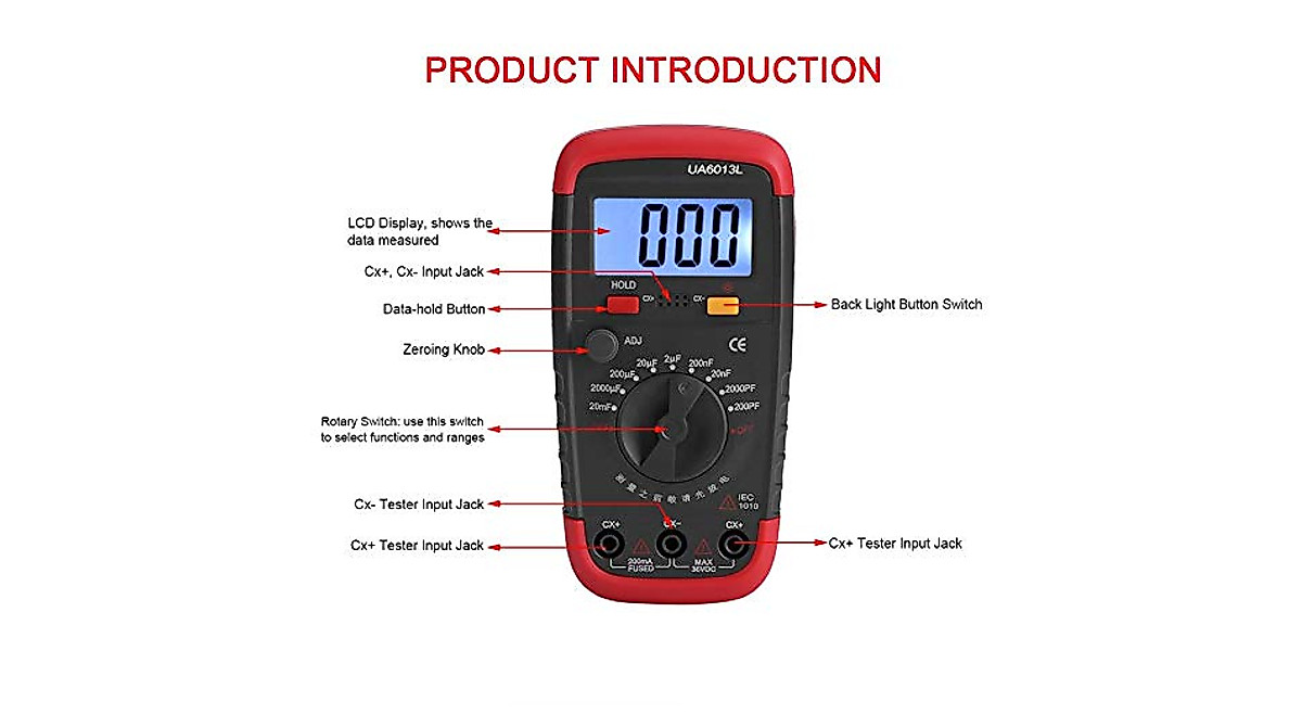 Portable Capacitor Tester with LCD Display - Measure from pF to uF