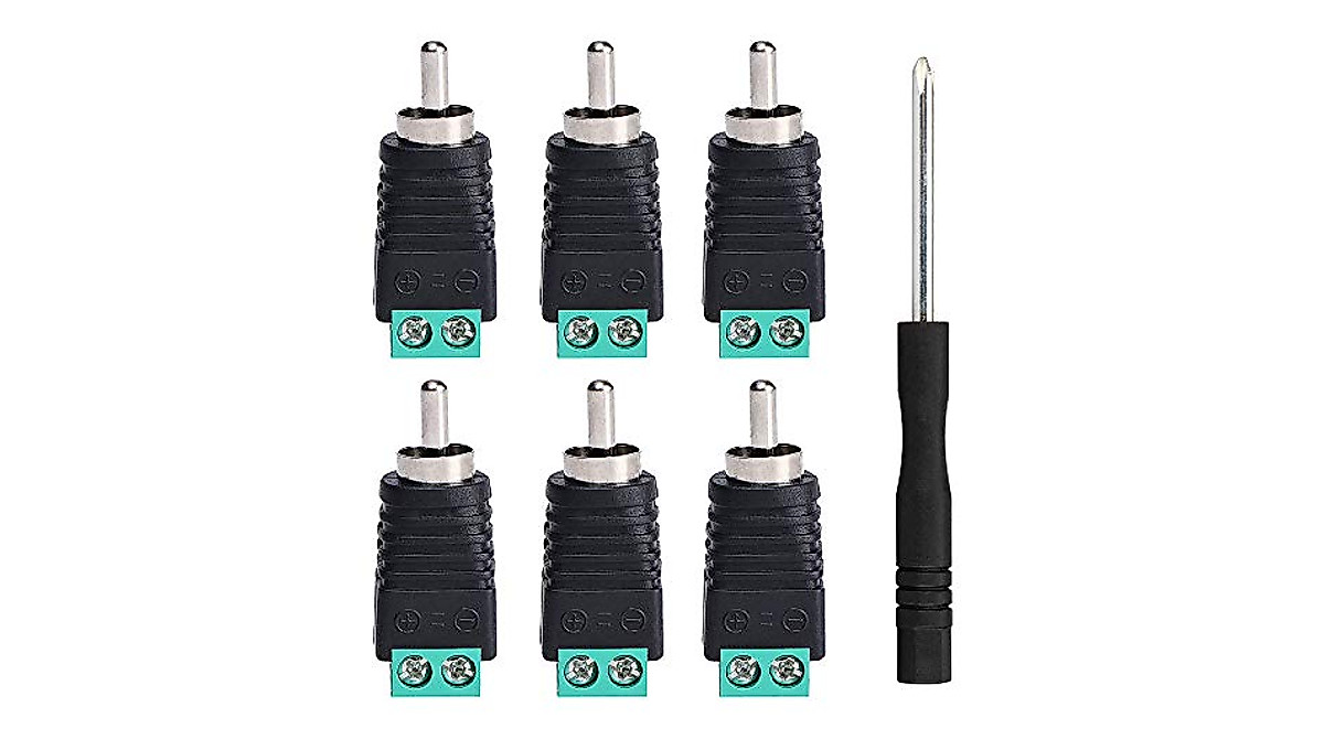 ALEKOR RCA Male Plug Adapters - Secure Audio & Video Connectors (Pack of 6)