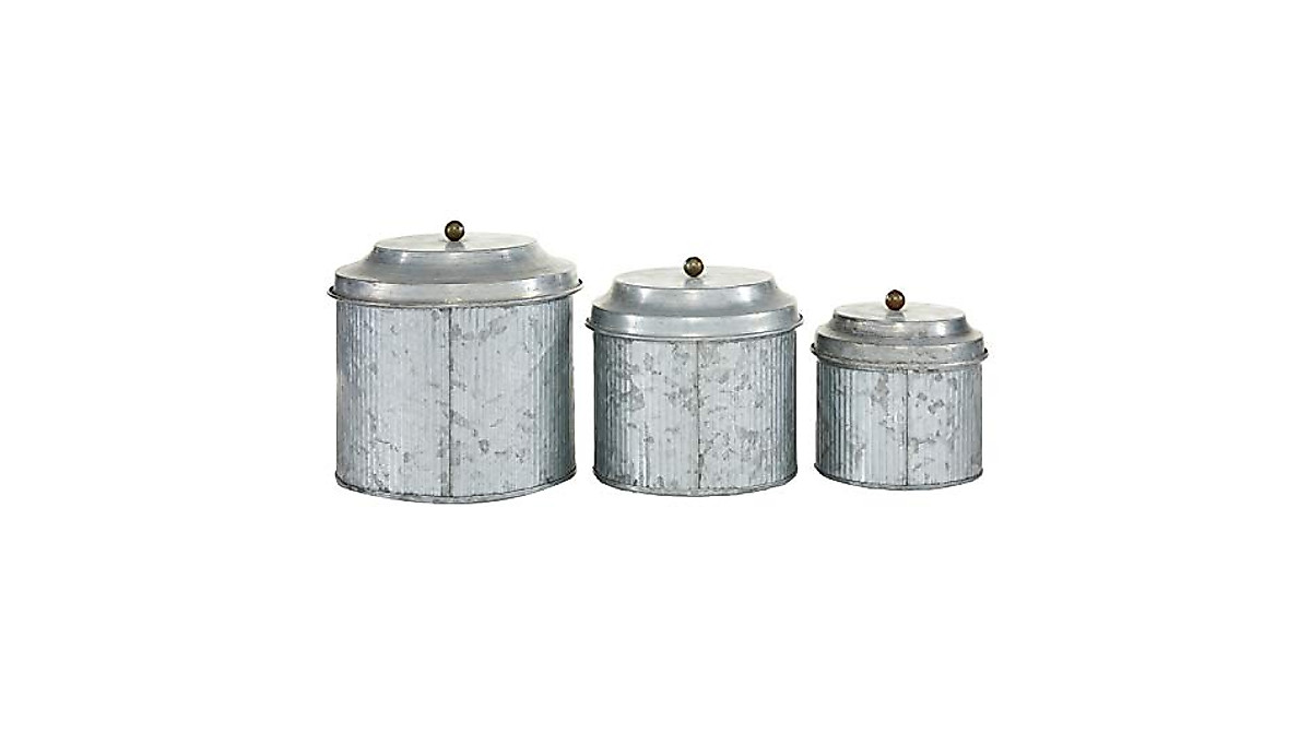 Galvanized Decorative Jars Set of 3 | Rustic Home Decor