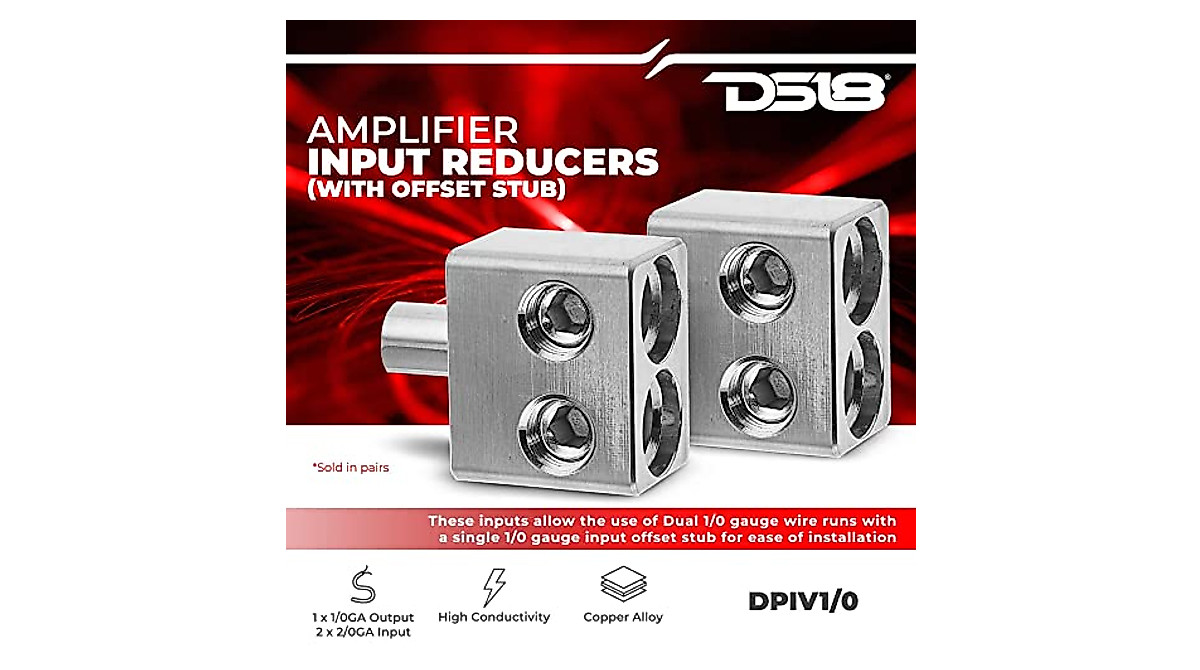 DS18 Copper 1/0 Gauge Amp Reducer for Better Car Audio Power