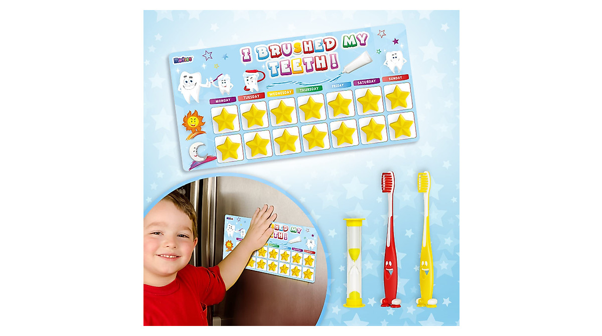 Madzee Kids Toothbrush & Reward Chart for Fun Brushing