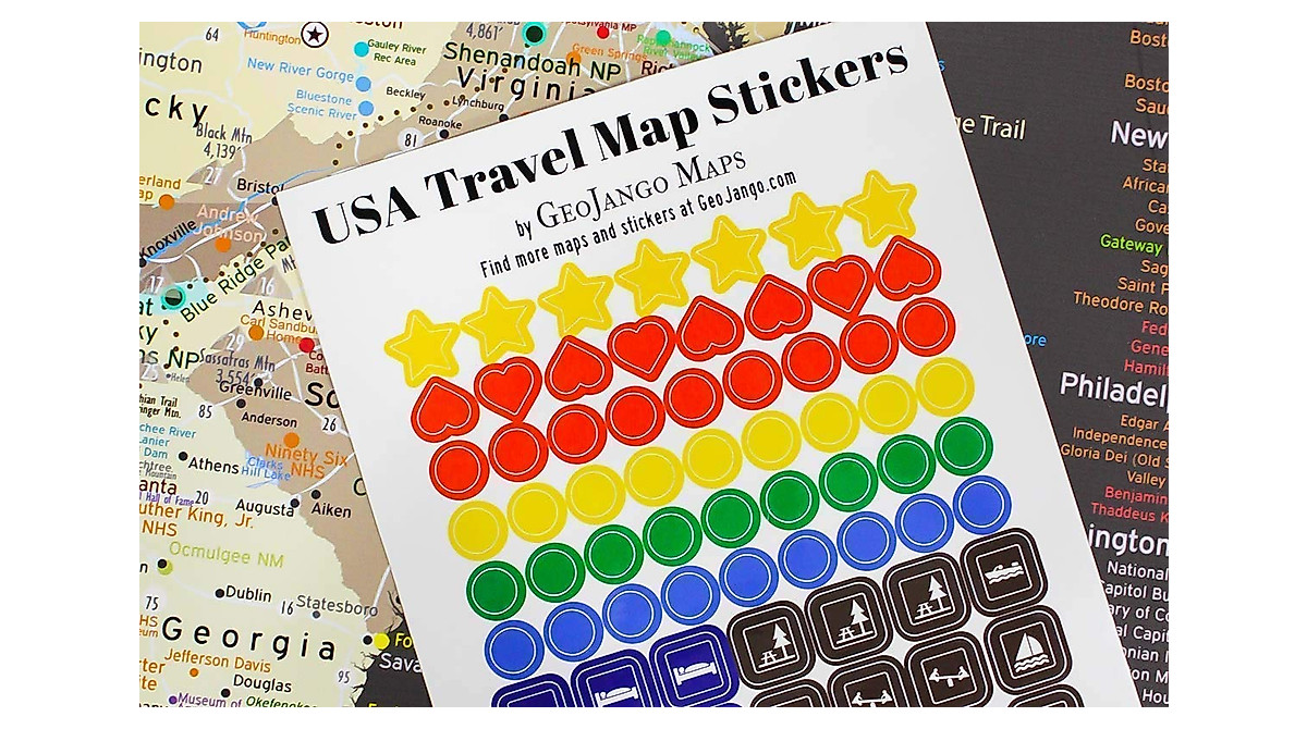 Mark Your Travels with USA Map Vinyl Sticker Set