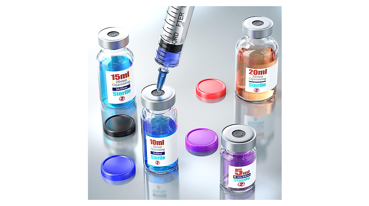 Sterile 5ml Glass Vials with Injection Ports - Pack of 10 by ZHANXUBIO