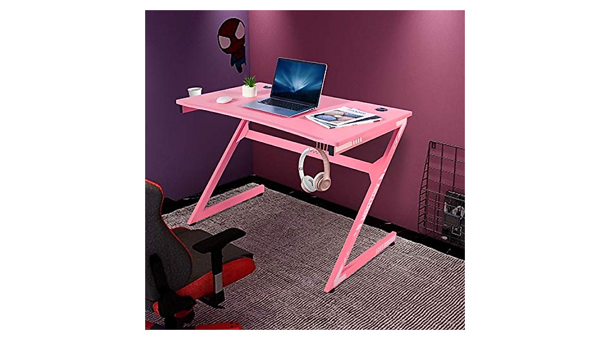 YIGOBUY Pink Gaming Desk - Stylish & Sturdy