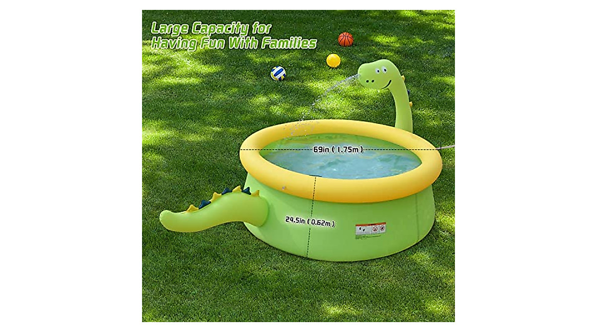 Inflatable Dinosaur Sprinkler Pool for Family Fun - 70