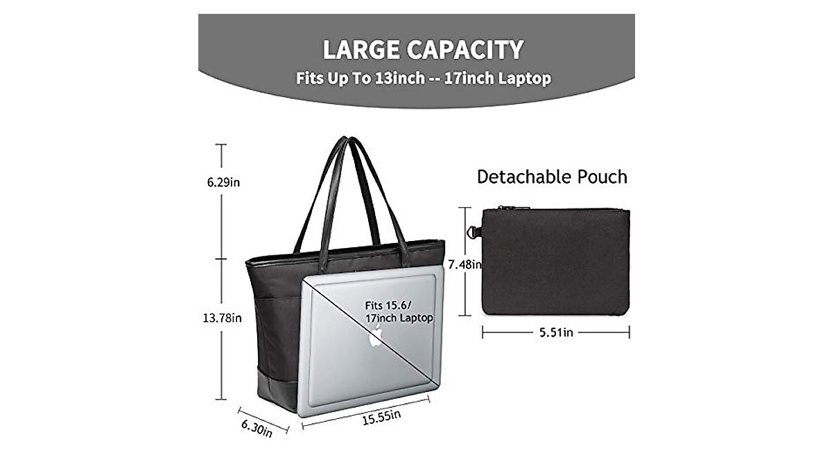 VASCHY Laptop Bag For Women, 15.6-17 Inch Lightweight Water Resistant Travel