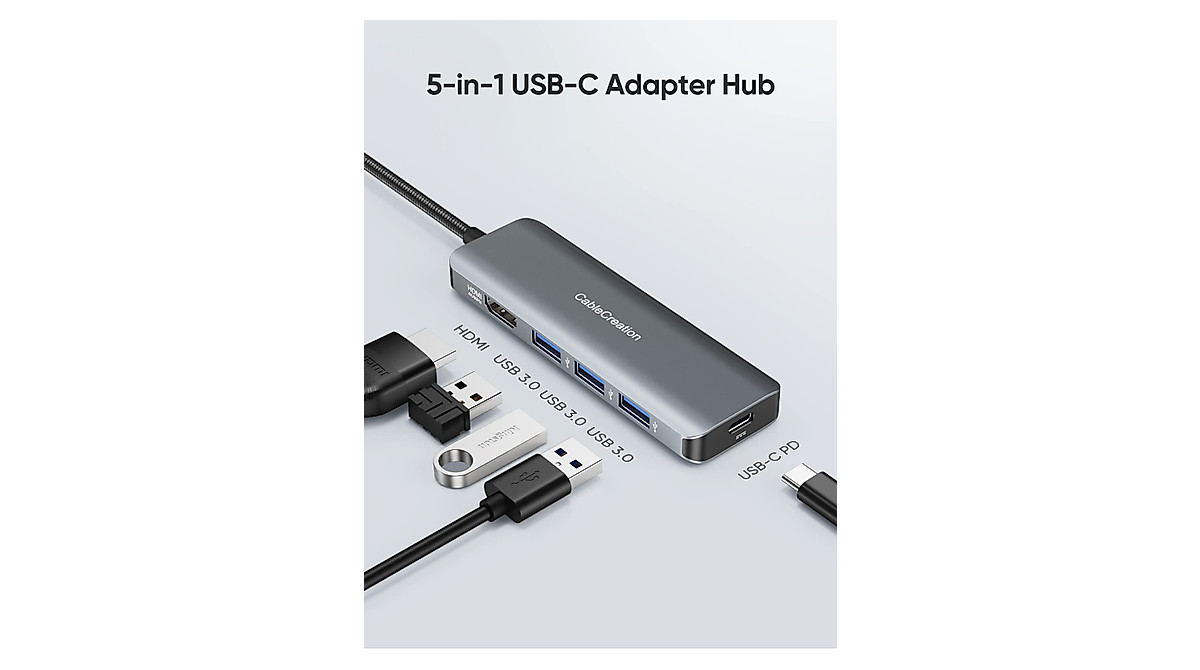 CableCreation USB-C Hub 4K 60Hz 5-in-1 Multiport Adapter for MacBook