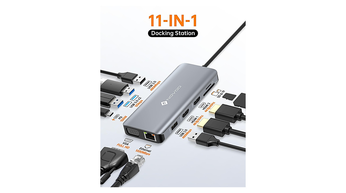 USB C Docking Station: 11 in 1 Multi Display Hub